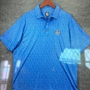 FootJoy Bright Blue Micro-Pattern Golf Polo